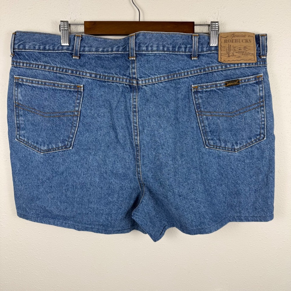Vtg Roebucks Mens Blue Denim Shorts 42 High Rise Western Jean Shorts 5‎ Inseam